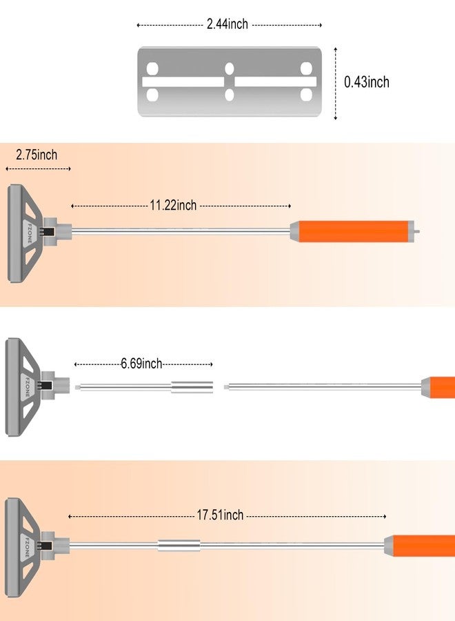 FZONE Algae Scraper for Glass Aquariums, 19''-26'' Detachable Length, 2-in-1 Fish Tank Cleaning Kit with Brush Head and 5 Stainless Steel Blades - Image 2